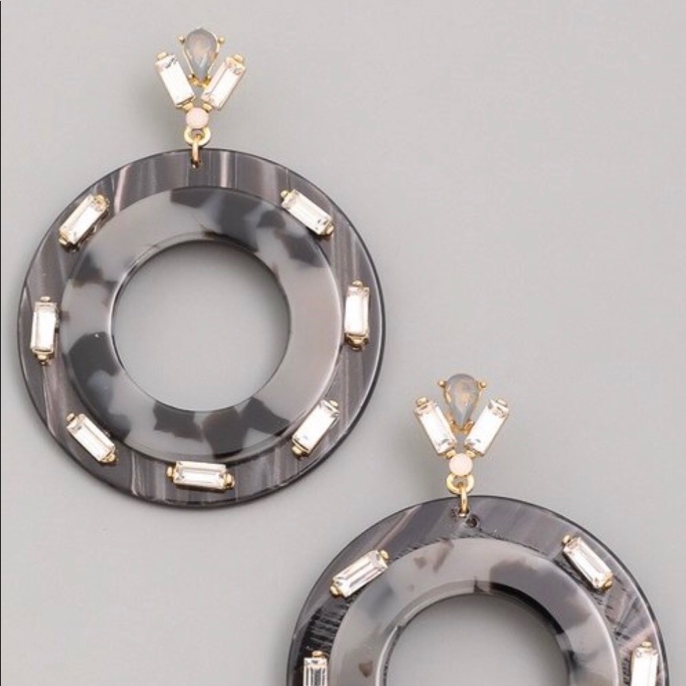 ✨NEW✨Black Acrylic Crystal Accented Earrings